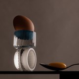 Egg cup - Collection Moire - ivory - Glass - Design : Atelier George 7