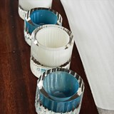 Egg cup - Collection Moire - turquoise - Glass - Design : Atelier George 7