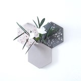 Hexagonal modular wall-mount Vase - 2 terrazzo tiles - Grey - Design : Extra&ordinary Design 2