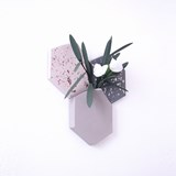 Hexagonal modular wall-mount Vase - 2 terrazzo tiles - Grey - Design : Extra&ordinary Design 4