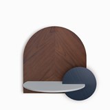 ALBA L Bedside table, Wall Shelf - walnut/grey/blue - Dark Wood - Design : WOODENDOT 2