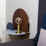 ALBA L Bedside table, Wall Shelf - walnut/grey/blue - Dark Wood - Design : WOODENDOT 4