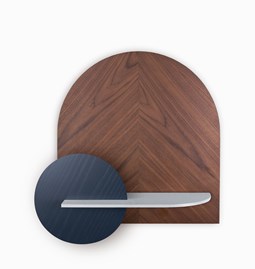 ALBA L Bedside table, Wall Shelf - walnut/grey/blue
