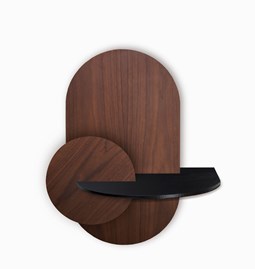 ALBA L Oval Bedside table - walnut/black
