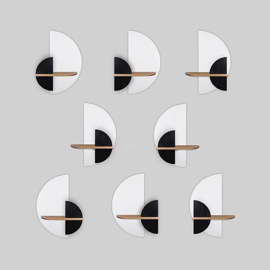 Table de chevet ALBA L demi cercle - Gris, blanc et noir - Blanc - Design : WOODENDOT