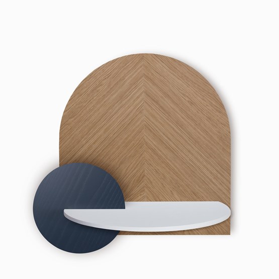 Table de chevet ALBA L - chêne/blanc/bleu - Bois clair - Design : WOODENDOT