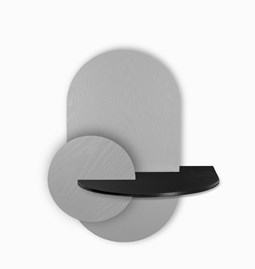 Table de chevet ALBA L ovale - gris/noir 