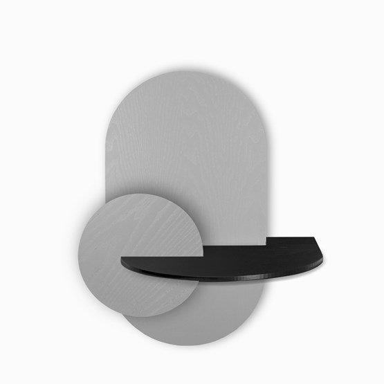 Table de chevet ALBA L ovale - gris/noir  - Gris - Design : WOODENDOT