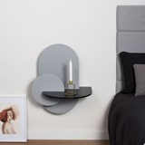 Table de chevet ALBA L ovale - gris/noir  - Gris - Design : WOODENDOT 3