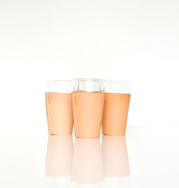 Set of 2 Tumblers - glass and leather 