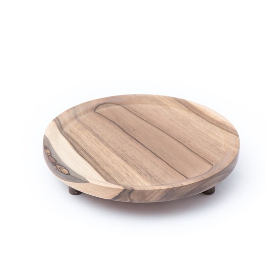 OSTE circle serving plate - walnut wood in cold tones - Light Wood - Design : TU LAS
