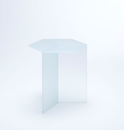 ISOM TALL Side Table - white satin glass