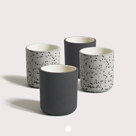 Set of 4 coffee cups | dark grey & speckled - Grey - Design : Archive Studio