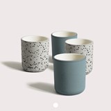 Set of 4 coffee cups | teal & speckled - Blue - Design : Archive Studio 6