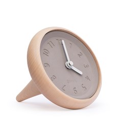 Horloge de table TOUPIE -  en bois et béton aiguilles blanches