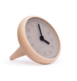 TOUPIE - Horloge de table en bois et béton aiguilles noires
