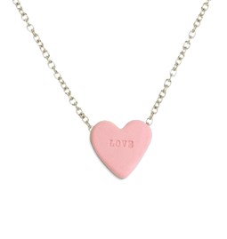 Candy heart necklace - LOVE - pink 