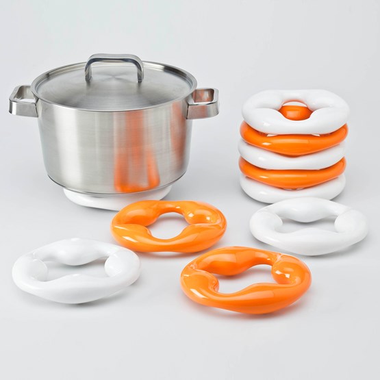 Duo de repose-plat EMMA - Orange et blanc - Multicolore - Design : LASBLEIZ Design