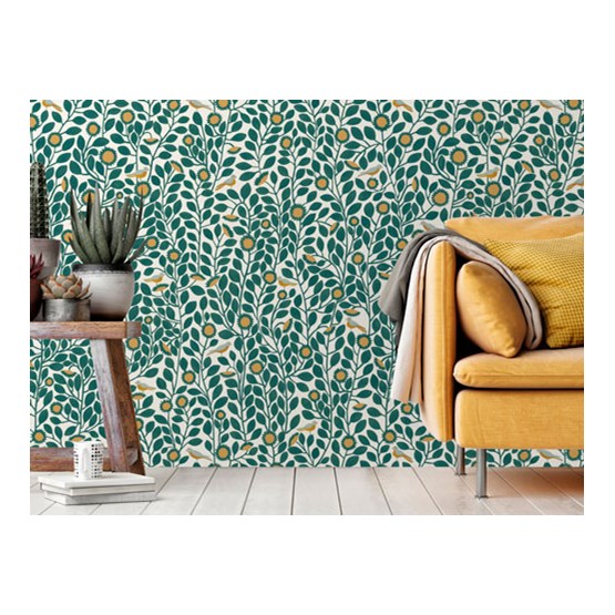 Charlie Wallpaper - emeraud - Green - Design : Tenue de Ville