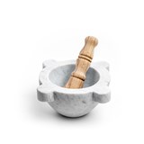 Mortar with pestle - White marble and wood 2