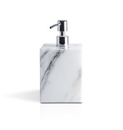 Distributeur de savon carré à pompe - marbre blanc 