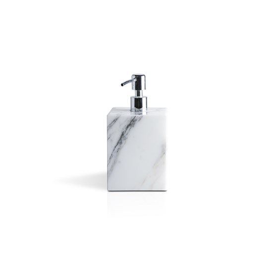 Distributeur de savon carré à pompe - marbre blanc  - Marbre - Design : Fiammetta V