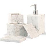 Distributeur de savon carré à pompe - marbre blanc  - Marbre - Design : FiammettaV 5