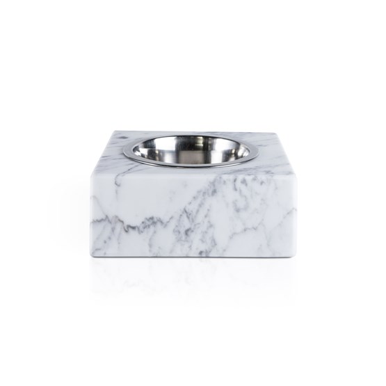 Bol carré pour chien/chat - marbre blanc  - Marbre - Design : FiammettaV