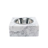 Bol carré pour chien/chat - marbre blanc  - Marbre - Design : Fiammetta V 4