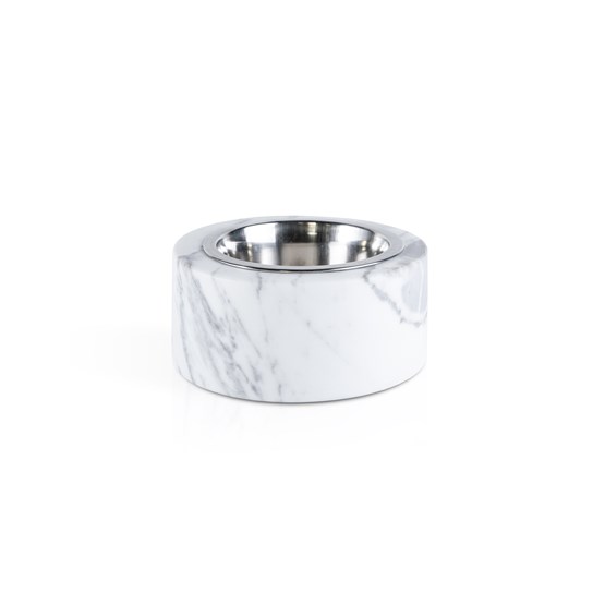 Rounded bowl for dog/cat - white marble  - Design : Fiammetta V