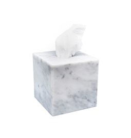 Squared tissue box cover - White marble 