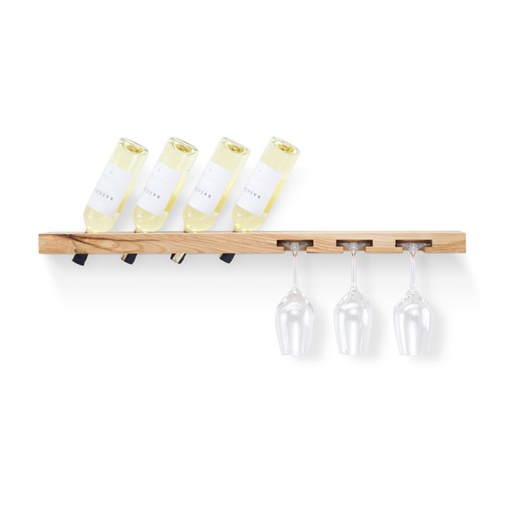 Wine and glass rack MODEL B - one piece ash wood - Light Wood - Design : TU LAS