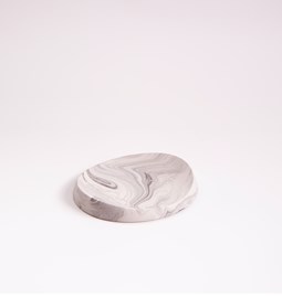 Oval tray in marble finish - White marble