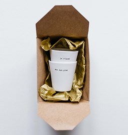 Set of espresso cups "JE T'AIME - MOI NON PLUS" - off-white