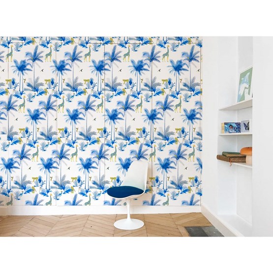 Wallpaper Grand Tamtam - Blue - Multicolor - Design : Little Cabari