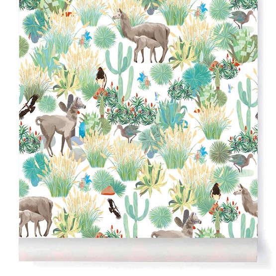 Wallpaper Pampichulla - emeraude - Multicolor - Design : Little Cabari