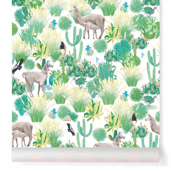 Wallpaper Pampichulla - jade - Multicolor - Design : Little Cabari