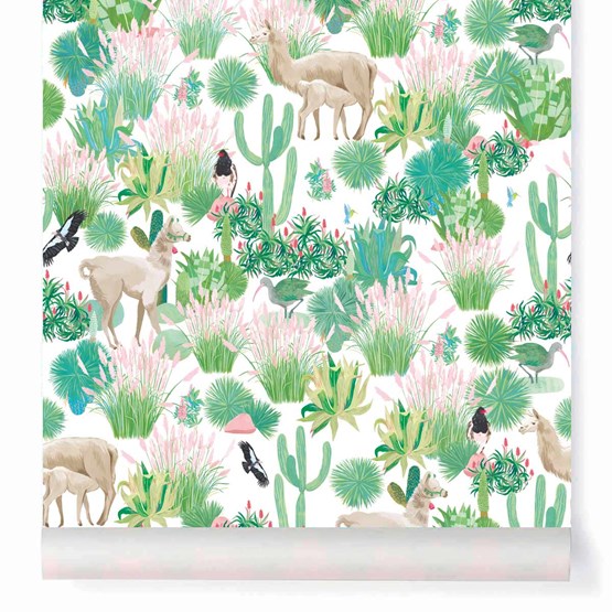 Wallpaper Pampichulla - pink - Multicolor - Design : Little Cabari