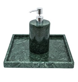 Distributeur de savon rond à pompe - marbre vert
