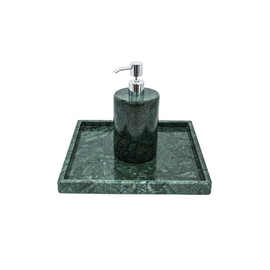 Distributeur de savon rond à pompe - marbre vert - Vert - Design : Fiammetta V