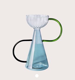Hand-blown glass vase Arabesque #04 - Blue