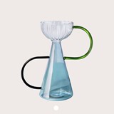 Hand-blown glass vase Arabesque #04 - Blue 5