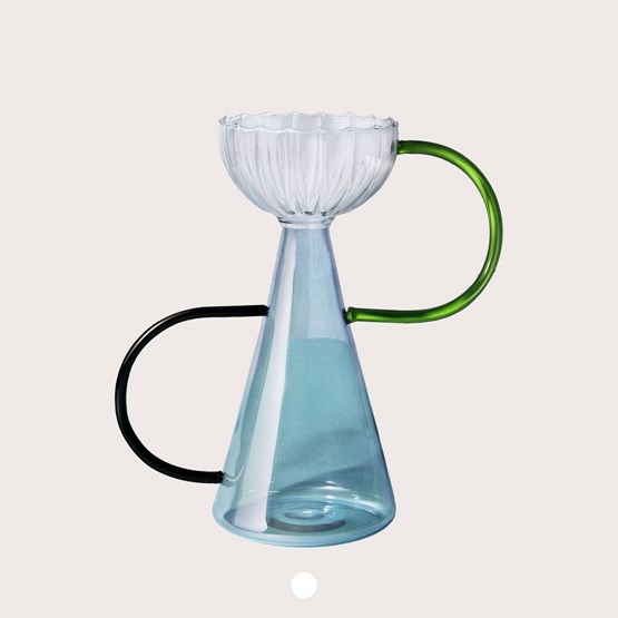 Hand-blown glass vase Arabesque #04 - Blue - Design : Serena Confalonieri