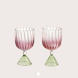 CALYPSO set of stemmed glasses - pink and green 5