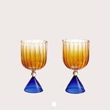 CALYPSO set of stemmed glasses - amber and blue 4