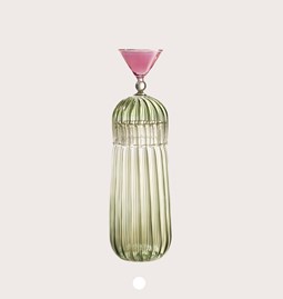 CALYPSO bottle + glass handblown - green and pink