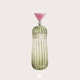 CALYPSO bottle + glass handblown - green and pink 4