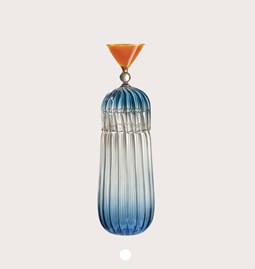 CALYPSO bottle + glass handblown - blue and orange