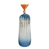 CALYPSO bottle + glass handblown - blue and orange 2