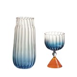 CALYPSO bottle + glass handblown - blue and orange 3